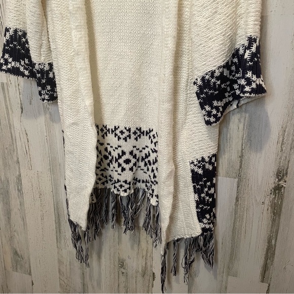 Ariat Womens Open Front Shawl Fringe Sweater Cardigan -Cream Size S - Picture 3 of 7